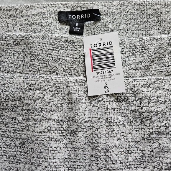 Torrid Skirt Womens 5X Gray Marled Studio Midi Double Knit Pencil Slit Pull On - Picture 3 of 11